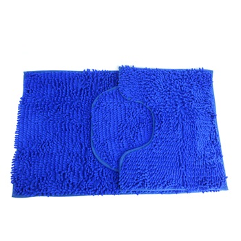 Set covor de baie alcatuit din 3 piese, cu fir lung, 80 cm, albastru Set covor de baie alcatuit din 3 piese, cu fir lung, 80 cm, albastru
