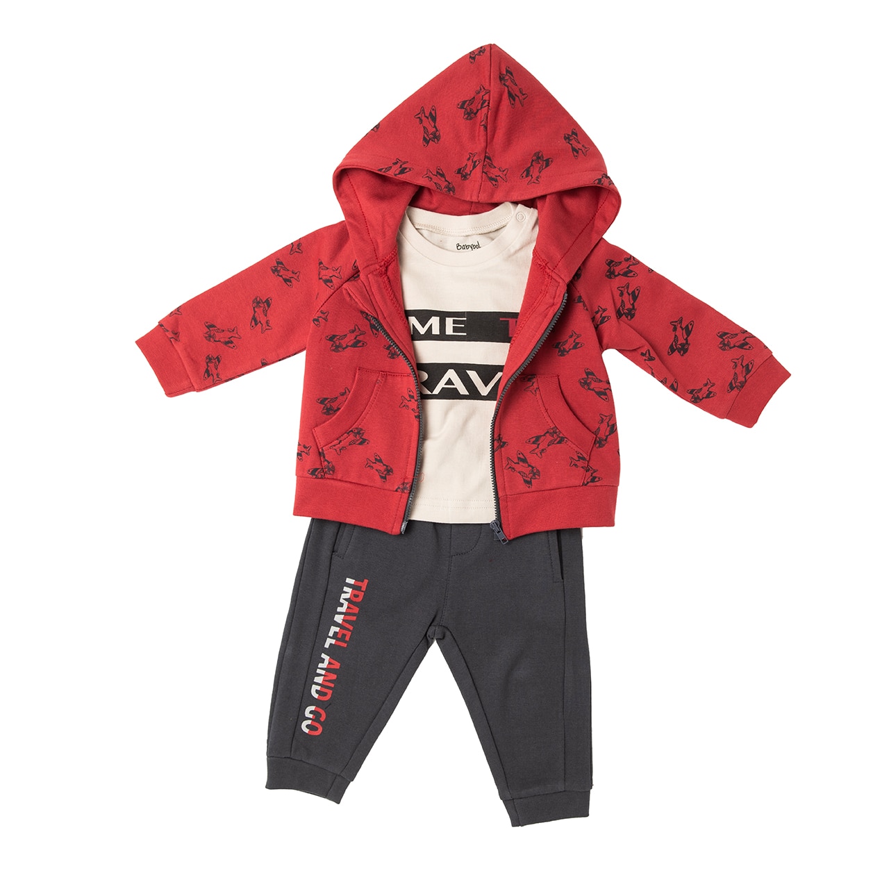 Trening 3 piese Babybol, baiat, hanorac gluga, multicolor, 3