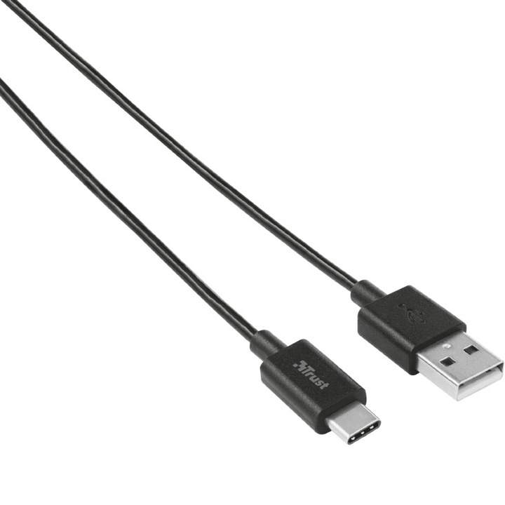 Cablu de date Trust, USB Type C, 480Mbps, 1m, Black