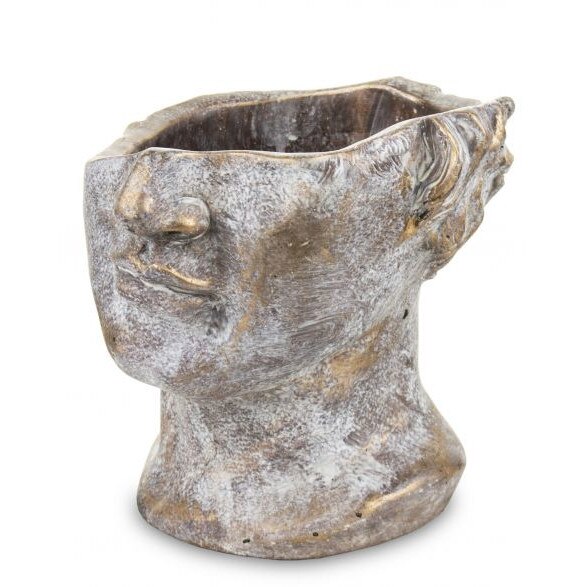 Ghiveci de piatra, figura, bronz, 19x20x18.5 cm