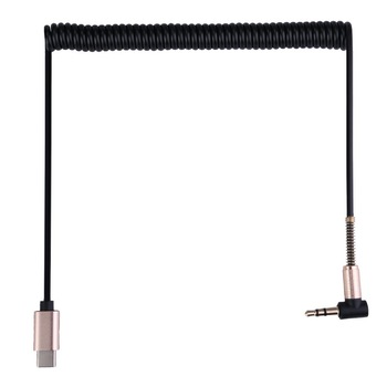 Cablu audio Type C la Jack 3.5 mm pentru masina, plug & play, spiralat, Negru, BBL1923 Cablu audio Type C la Jack 3.5 mm pentru masina, plug & play, spiralat, Negru, BBL1923