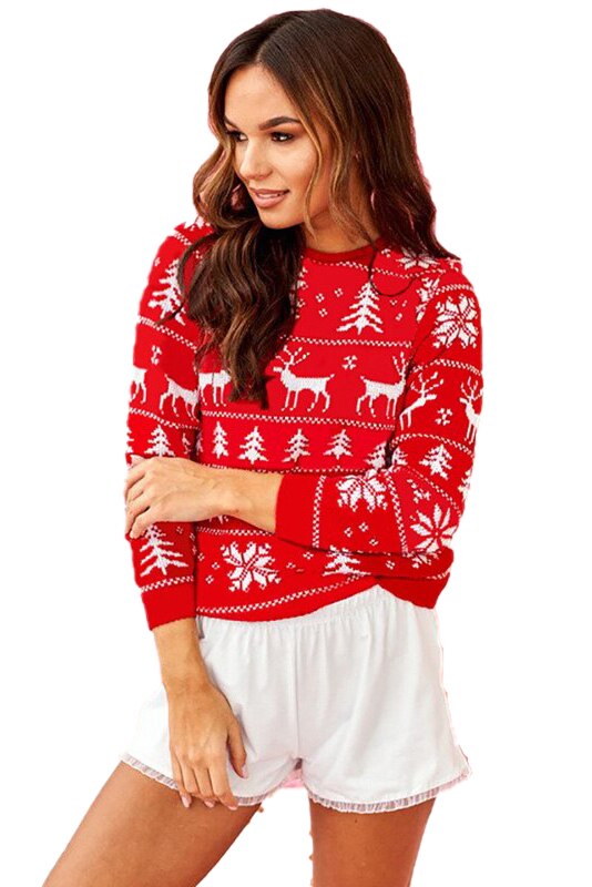 Pulover Craciun, Original Trend,rosu cu alb, One Size INTL