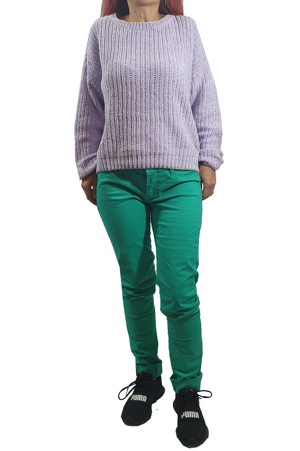 Pulover dama Tally Weijl, mov cu insertie de lame argintiu, XS