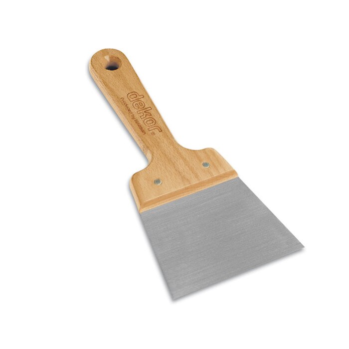 Spatula profesionala Dekor, inox, maner lemn, 120 x 77 mm