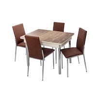 Set masa fixa cu 4 scaune ,blat sticla ,model colorat numarul 17,scaune tapitate