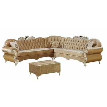 Set coltar clasic Ahu, gold, catifea, 285x285 cm Set coltar clasic Ahu, gold, catifea, 285x285 cm