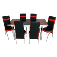 set masa extensibila model amaryllis negru cu rosu si 6 scaune negru cu rosu imagen 50_0_
0