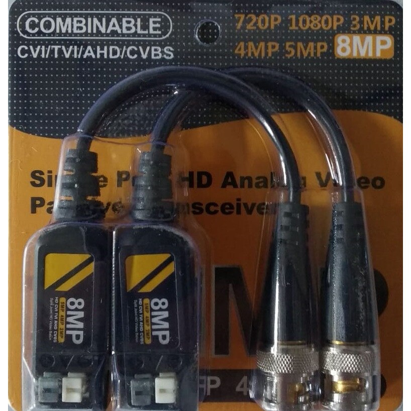 Set video balun pasiv cu fir pentru camere supraveghere 8MP 4K ETB-VB04