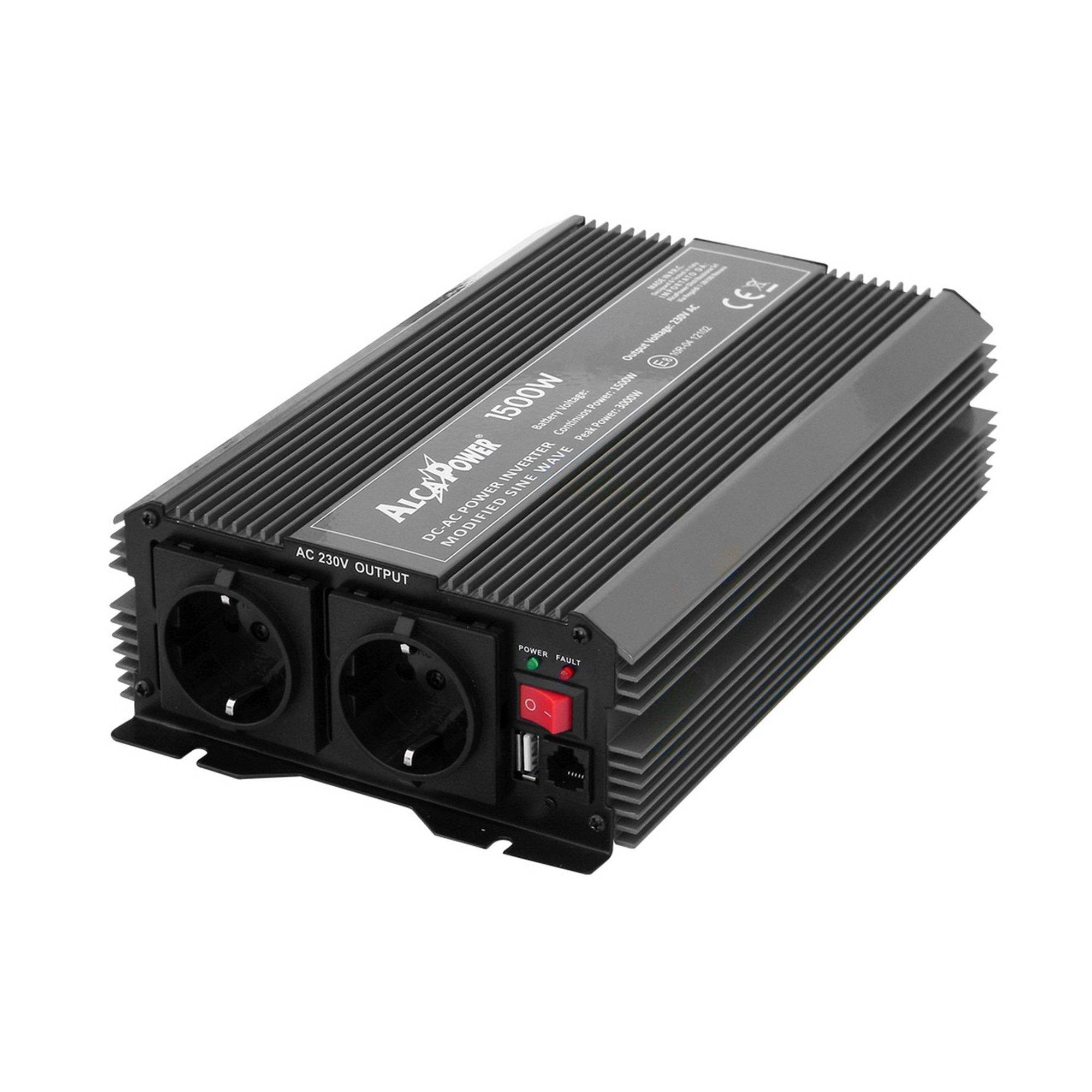 Invertor de tensiune AlcaPower by President 1500W 12V-230V, sinusoida modificata, port USB