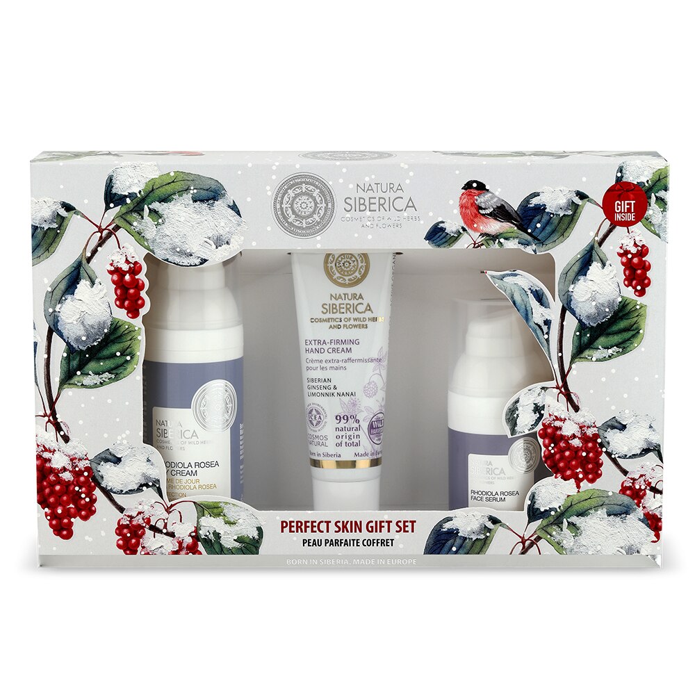 Set Natura Siberica Rhodiola Rosea - crema de maini 30 ml + crema de fata 50 ml + serum pentru fata 30 ml