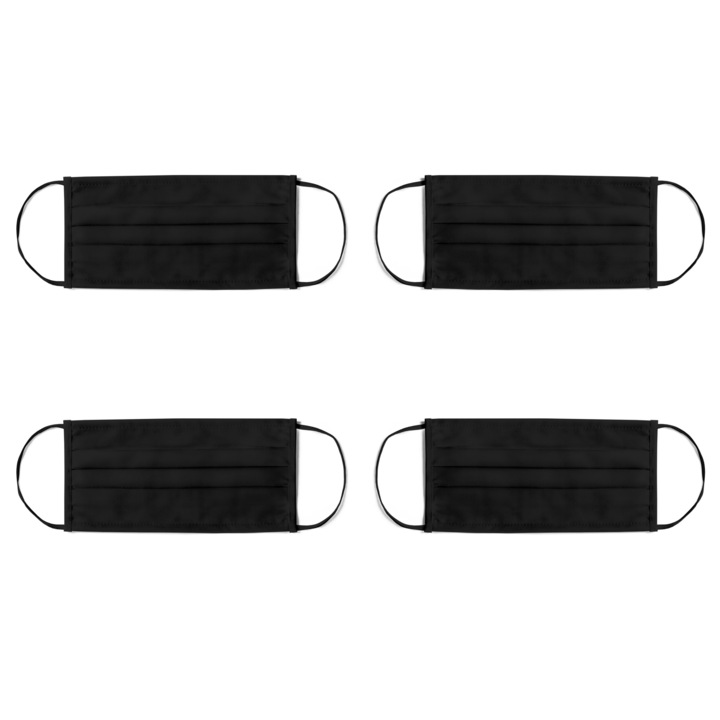 Set 4 bucati masti protectie reutilizabile negre , 2 straturi 100% bumbac