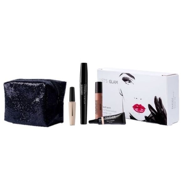 Set Radiant Let's Glam 04, Primer 4ml + Concealer 4 ml + Ruj Lichid 3.5 ml + Mascara 13 ml