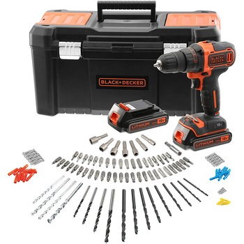 Masina de gaurit, Black & Decker, Baterie 2Ah, Incarcator, Carcasa, 18V