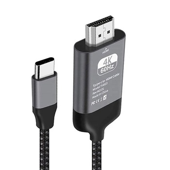 Cablu Adaptor USB Type-C la HDMI 4K @60Hz, TechDelivery USH159, 2 Metri, Cablu Mesh, Negru Cablu Adaptor USB Type-C la HDMI 4K @60Hz, TechDelivery USH159, 2 Metri, Cablu Mesh, Negru
