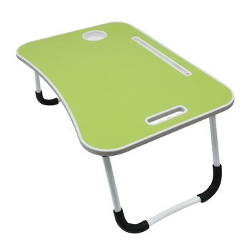 Masa pentru laptop de culoare verde, plianta, ATS, 60 x 40 x 27 cm, picioare din metal alb, un blat din MDF Masa pentru laptop de culoare verde, plianta, ATS, 60 x 40 x 27 cm, picioare din metal alb, un blat din MDF