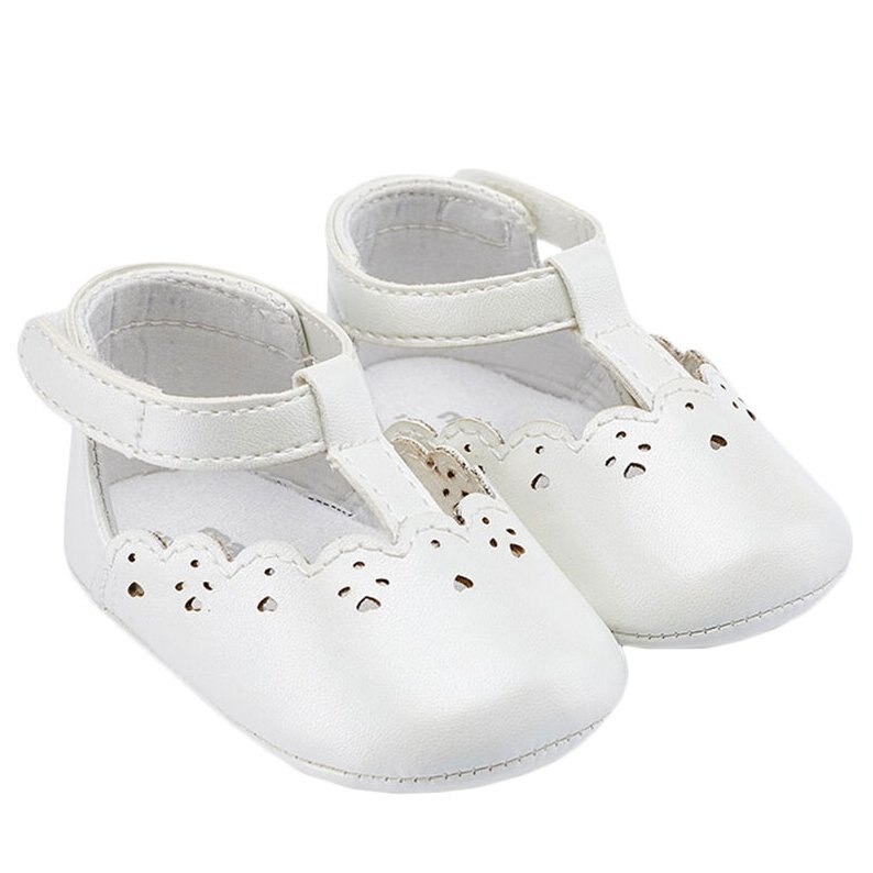 Balerini, Mayoral, perforati, bebe fetita, alb, marimea 16