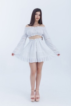 Set cu bustiera si fusta alba, Cactus the brand, alb, 36 EU Set cu bustiera si fusta alba, Cactus the brand, alb, 36 EU