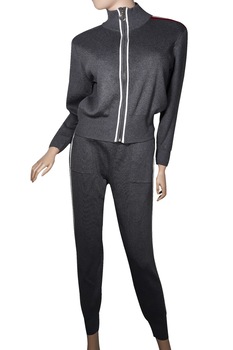 Compleu dama casual/sport, cu fermoar, one size INTL, Gri, 38-42 Compleu dama casual/sport, cu fermoar, one size INTL, Gri, 38-42
