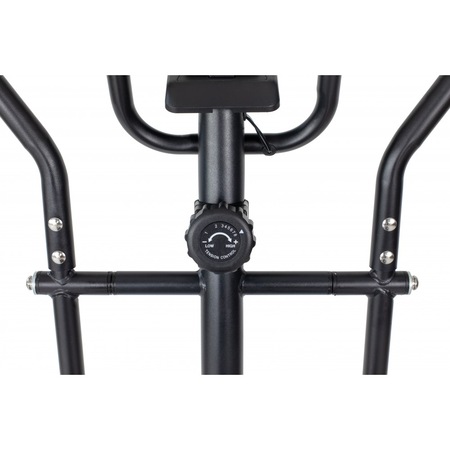 Bicicleta fitness eliptica TECHFIT E250N, Sistem inertie volanta 5 Kg, Greutate utilizator 110 Kg, Suport tableta/smartphone, Negru