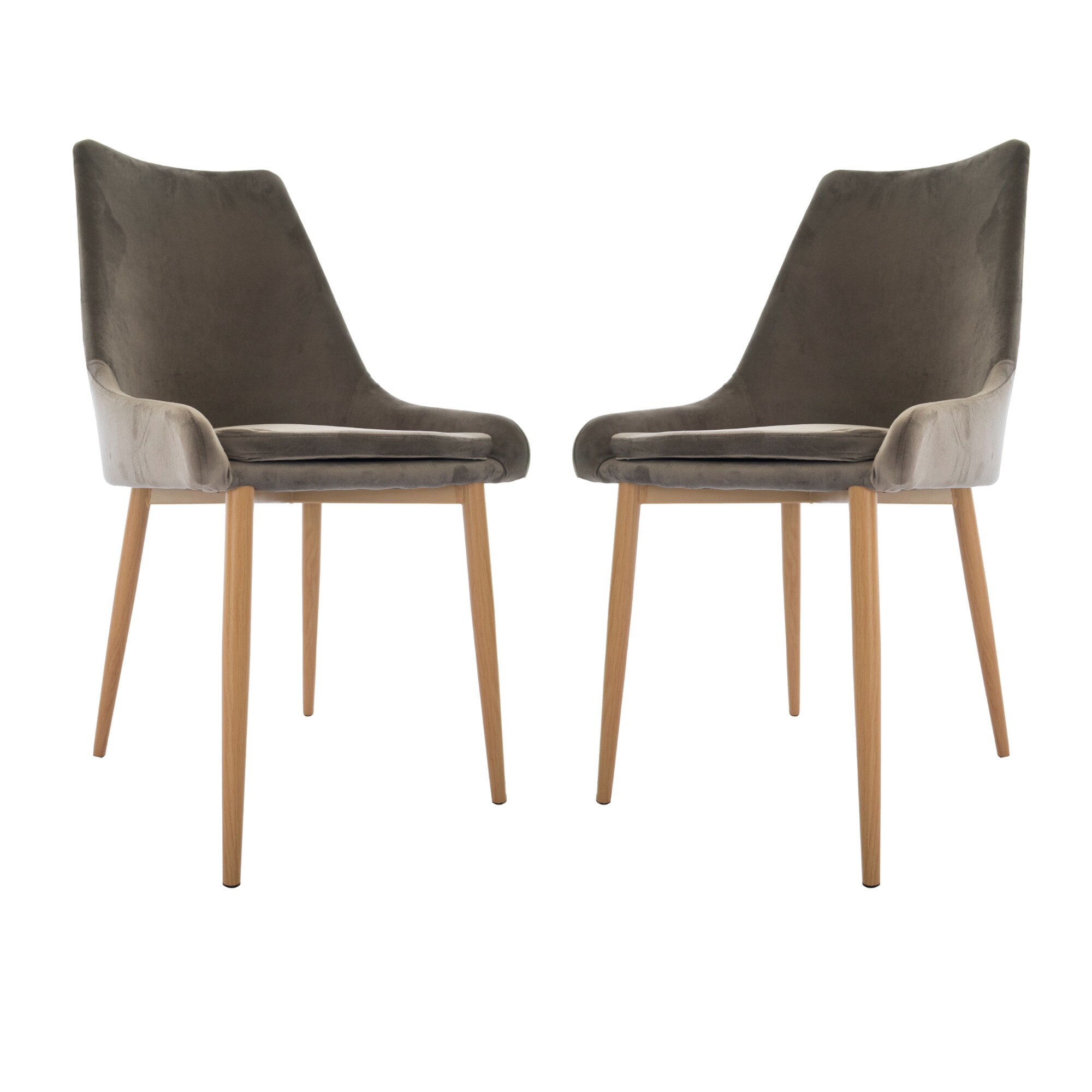 Set 2 scaune de tip fotoliu Eliza, catifea, gri