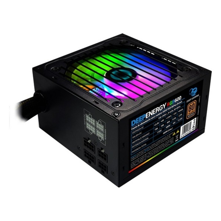 Sursa de alimentare, CoolBox, DG-PWS600-MRBZ, RGB, 600W, Negru