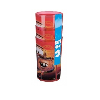 Set 3 pahare plastic Disney Cars, 280 ml Set 3 pahare plastic Disney Cars, 280 ml
