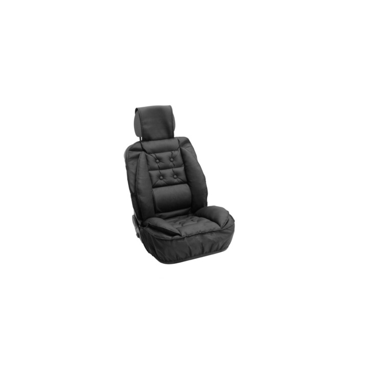 Husa scaun auto , de culoare neagra , pentru scaunul din fata , 1 bucata , cu suport lombar , ortopedica , relaxanta
