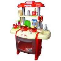 bucatarie multifunctionala salamandra kids pentru copii cu lumini si sunete chiuveta cu circuit de apa cuptor multiple accesorii rosie imagen 8_0_
0