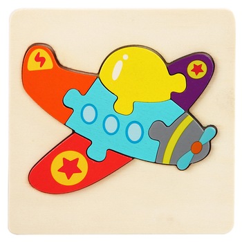 Puzzle 3D mini pastel, din lemn, 6 piese - avion - Krista® Puzzle 3D mini pastel, din lemn, 6 piese - avion - Krista®