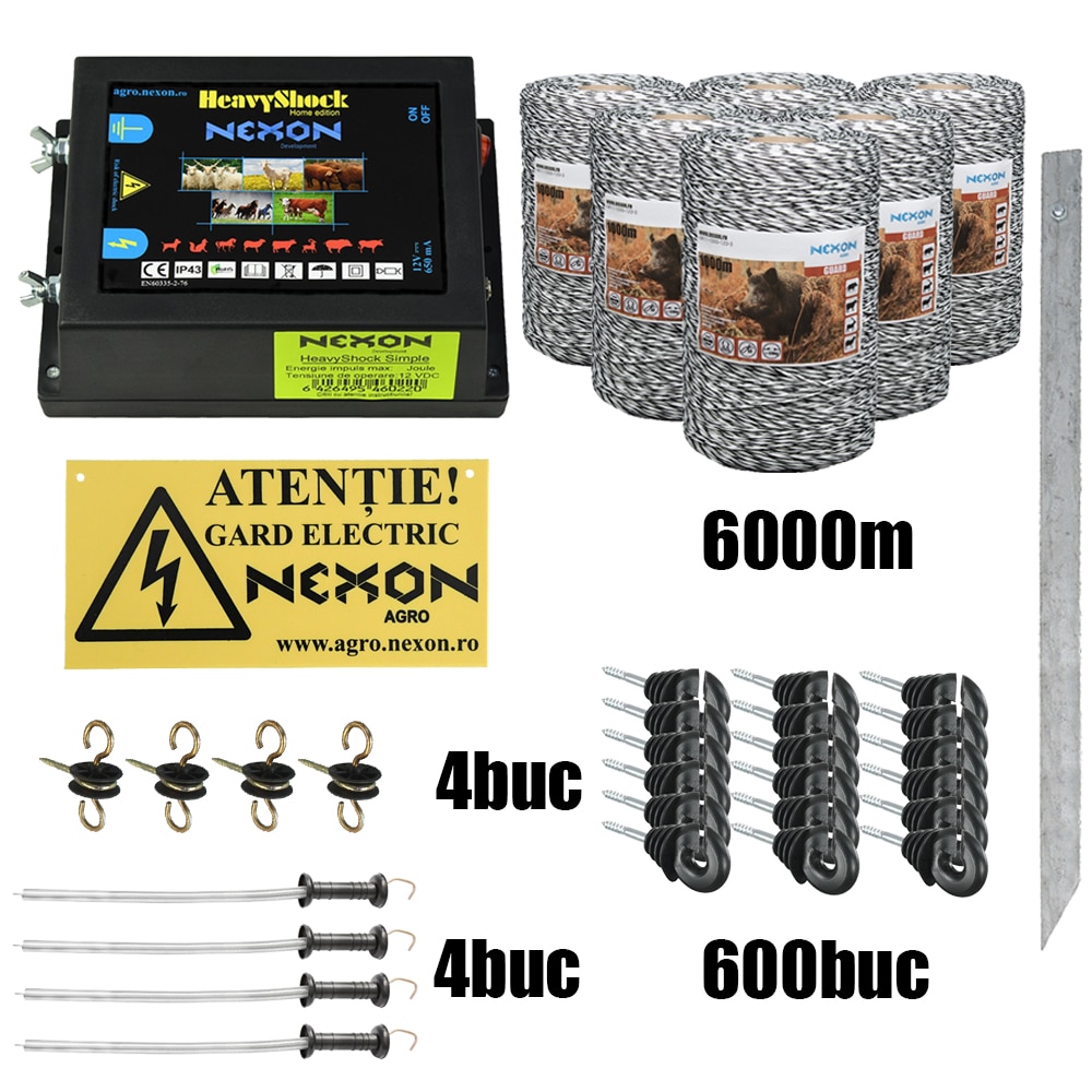 Pachet gard electric NEXON Simple 6.6J 12V, 6000m~120kg