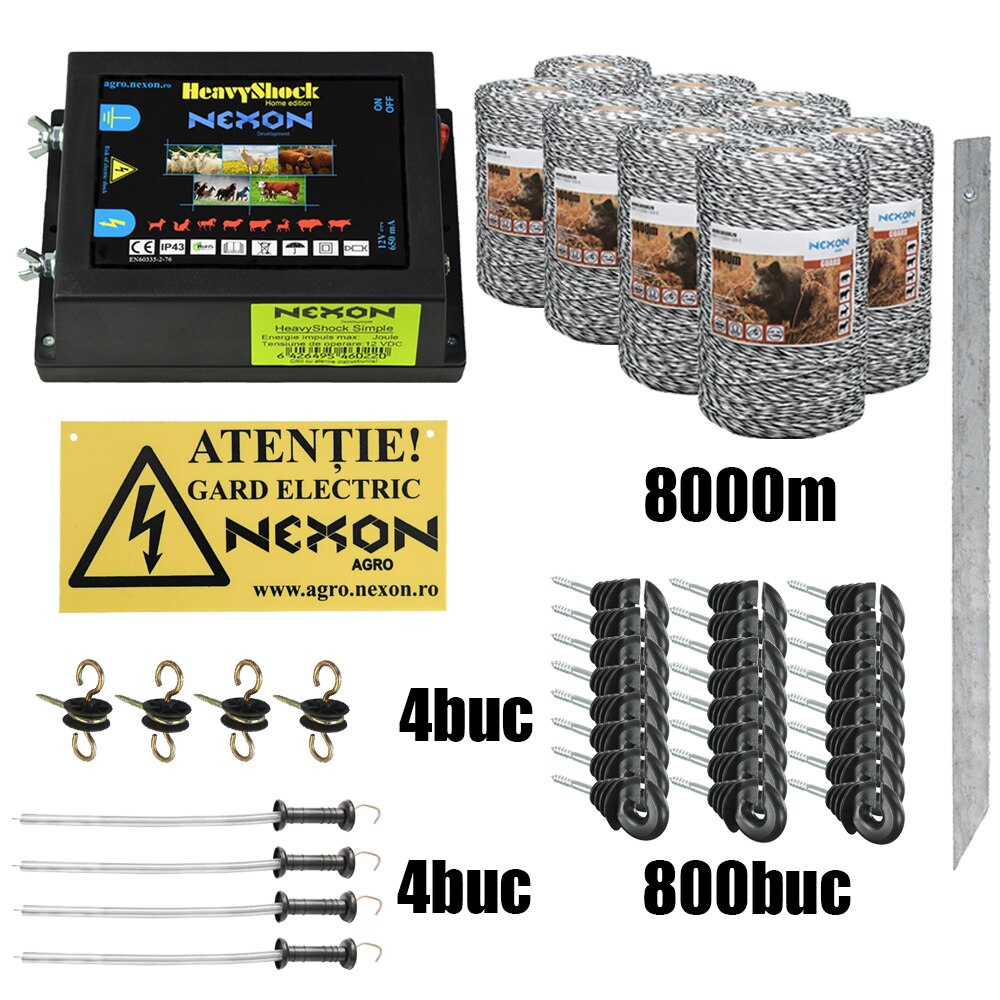 Pachet gard electric NEXON Simple 6.6J 12V , 8000m~120 kg