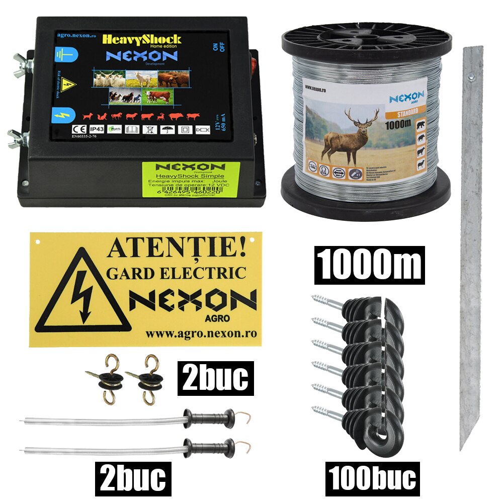 Pachet gard electric NEXON Simple 6.6J 12V , 1000m~150 kg