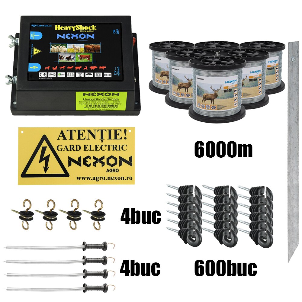 Pachet gard electric NEXON Simple 6.6J 12V , 6000m~150 kg