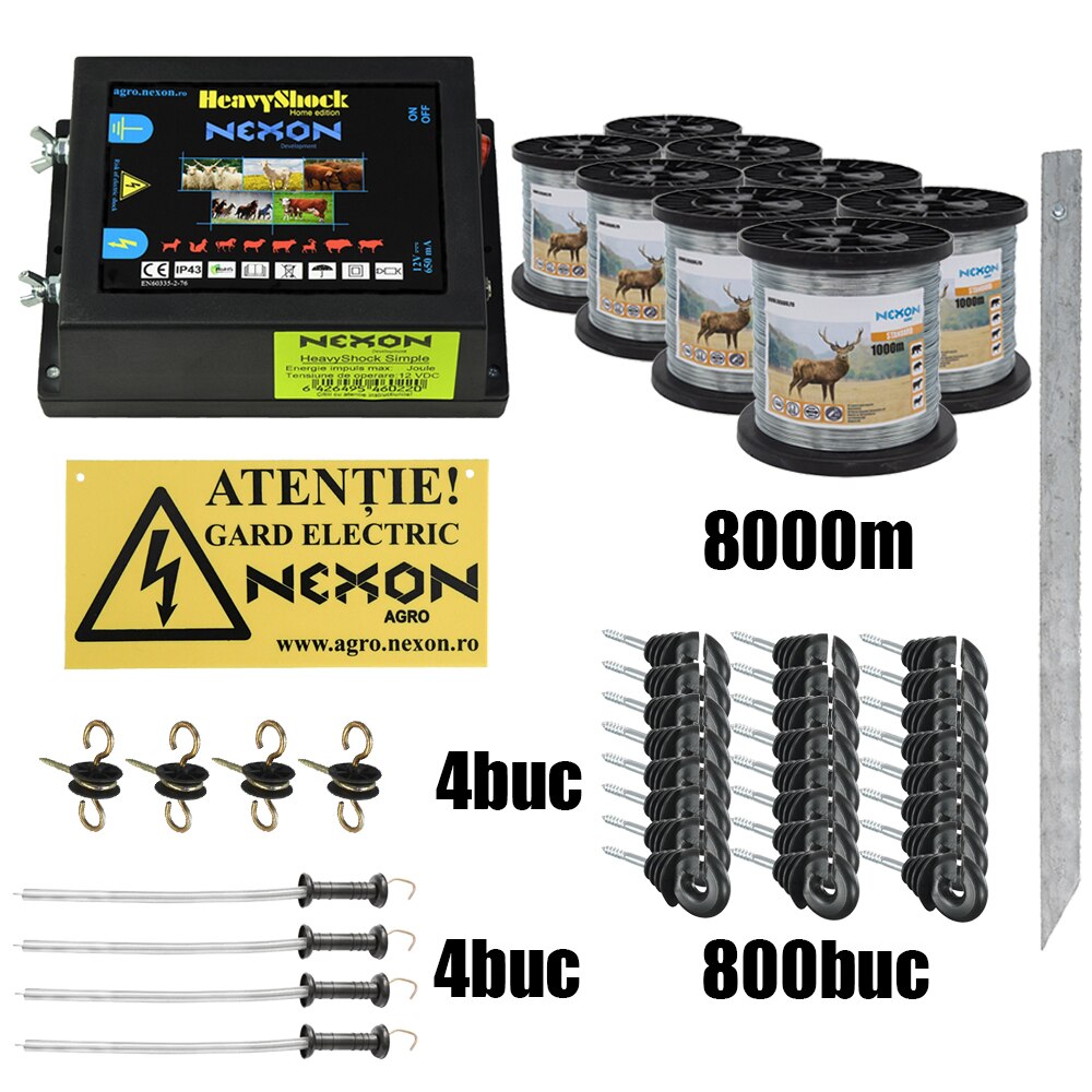 Pachet gard electric NEXON Simple 6.6J 12V , 8000m~150 kg