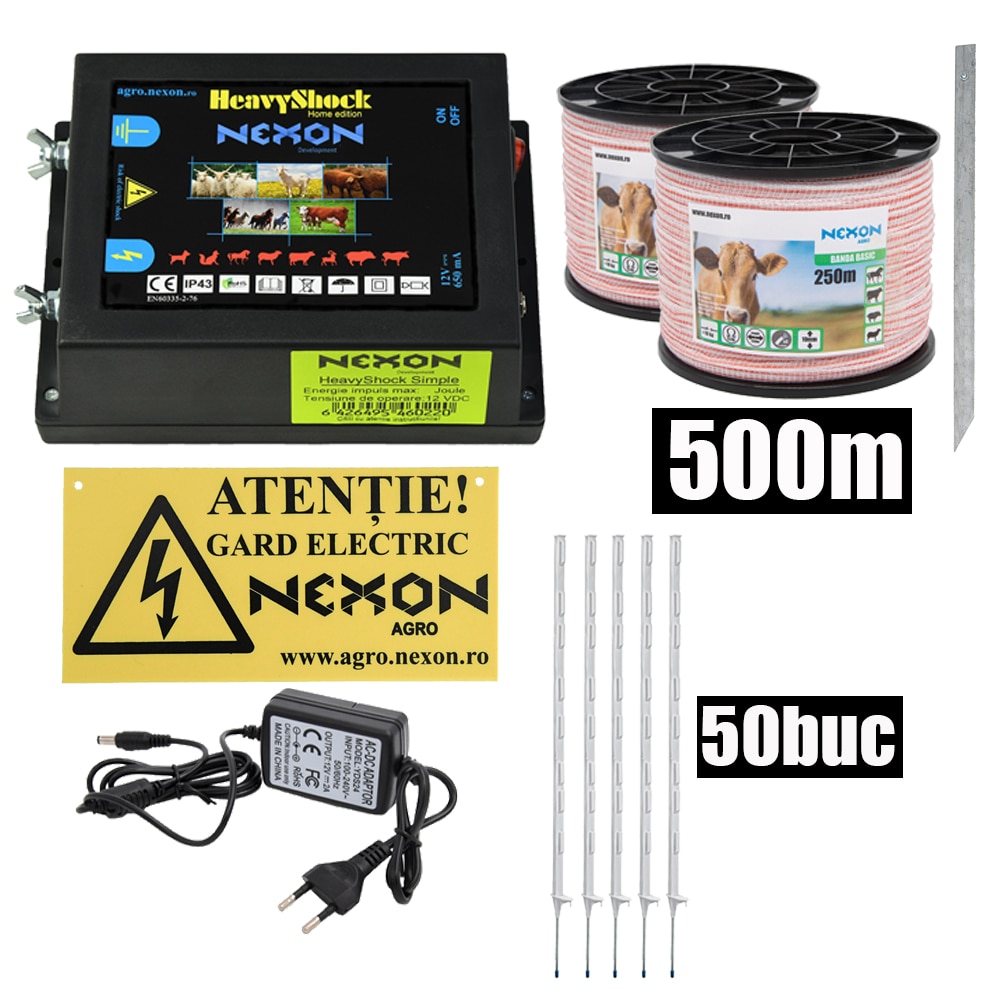 Pachet gard electric NEXON Simple 2.5J 12V , 500m 4lite~70 kg
