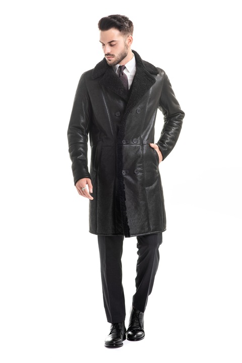 A&A Vesa 359 férfi kabát, báránybőr, 50-es méret, fekete
