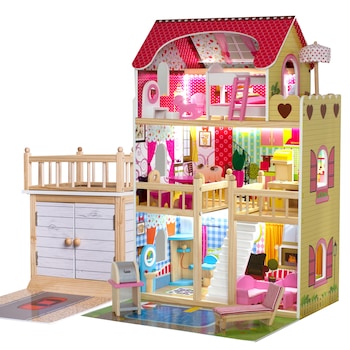 Casuta de papusi din lemn natural fara margini ascutite,  Casuta de papusi din lemn natural fara margini ascutite,