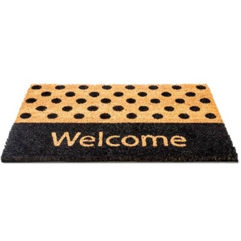 Covoras Usa WELCOME, 60x40 cm, Cauciuc/Fibra Cocos, Negru/Maro Covoras Usa WELCOME, 60x40 cm, Cauciuc/Fibra Cocos, Negru/Maro