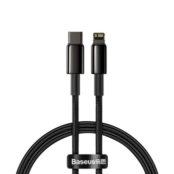 Cablu pentru incarcare si transfer de date Baseus Tungsten Gold, USB Type-C/Lightning, Power Delivery 20W, 1m, Negru Cablu pentru incarcare si transfer de date Baseus Tungsten Gold, USB Type-C/Lightning, Power Delivery 20W, 1m, Negru