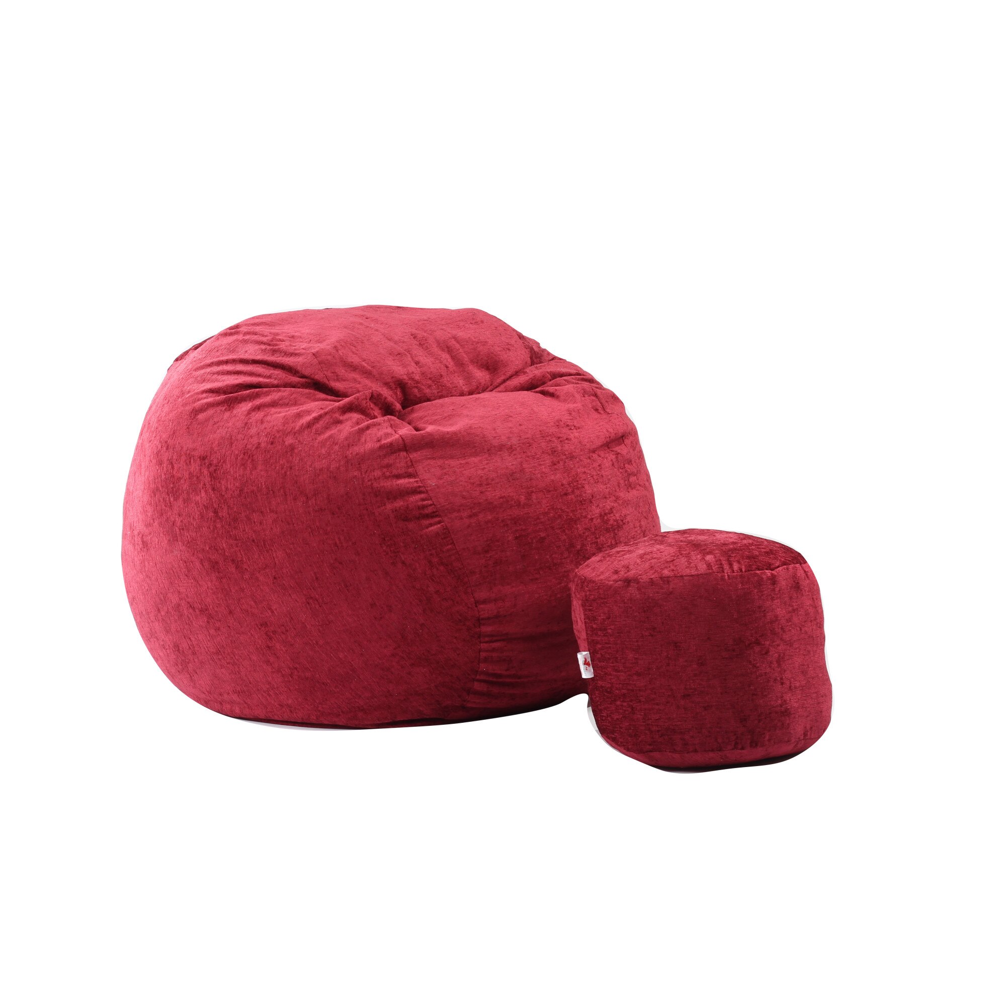 Fotoliu Pufrelax King Size si otoman Sour Cherry (Gama Premium Rustic) umplut cu fulgi de burete memory mix