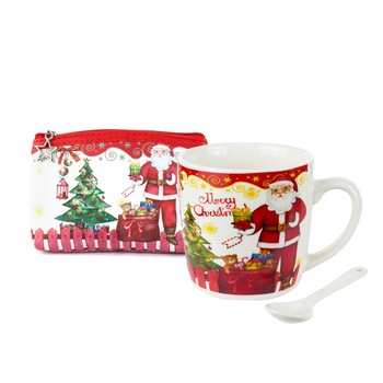 Set cana Craciun ceramica cu lingurita si portfard in ambalaj cadou, 210 ml, 7.2x7.2 cm, PH-720-169-2, Multicolor Set cana Craciun ceramica cu lingurita si portfard in ambalaj cadou, 210 ml, 7.2x7.2 cm, PH-720-169-2, Multicolor