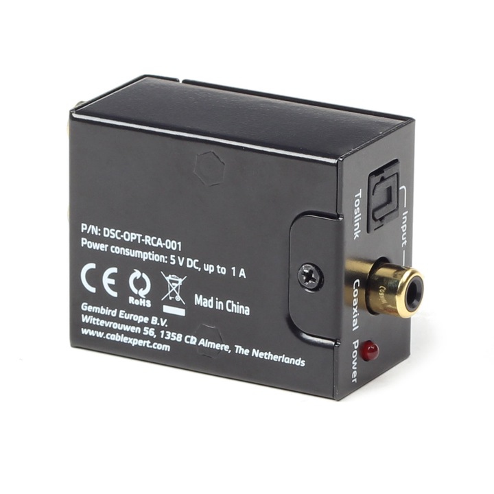 Цифрово-аналогов аудио конвертор Cablexpert 08257, С включено 5V DC захранване