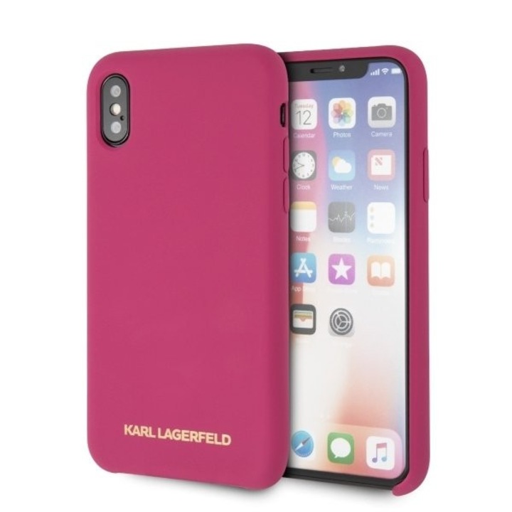 Karl Lagerfeld KLHCPXSLROG iPhone X / X - Hardcase rózsaszín / fushia Szilikon tok telefon tok hátlap