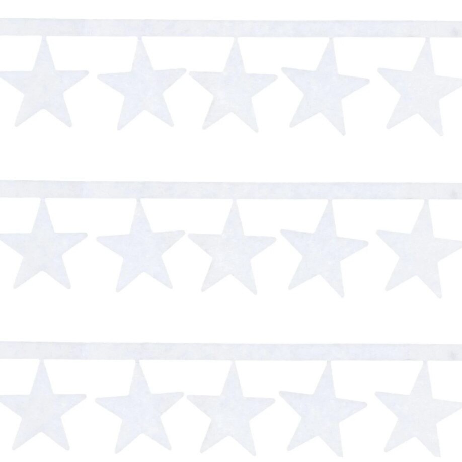 Banner decorativ pentru Craciun, Zola, alb, stelute, 200x15 cm