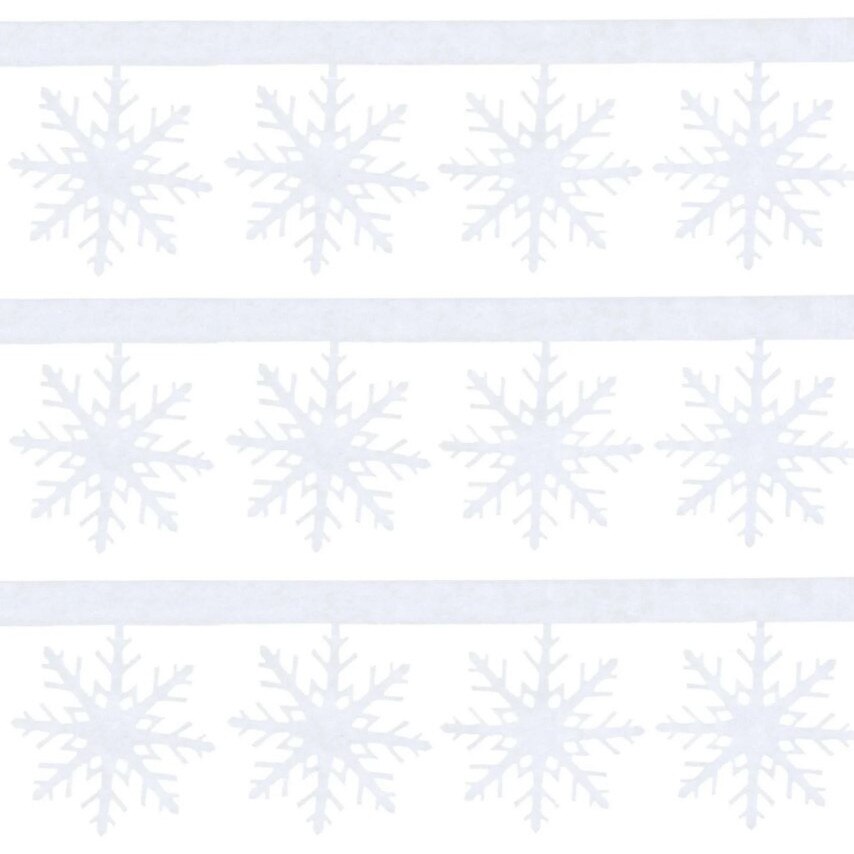 Banner decorativ pentru Craciun, Zola, alb, model fulg, 200x15 cm