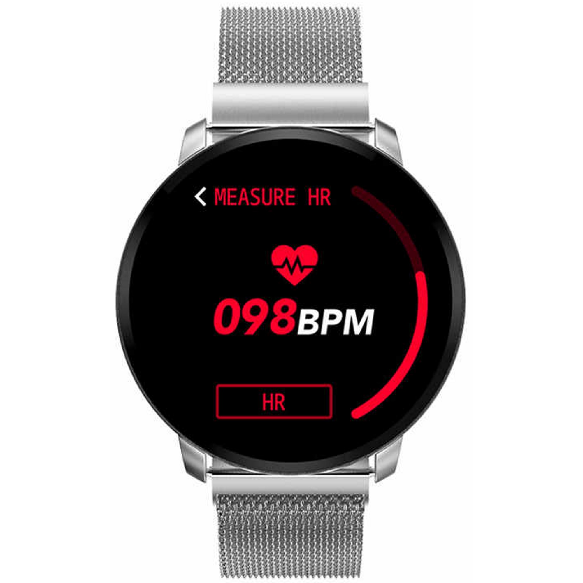 Ceas SmartWatch cu functie de Bratara Fitness idealStore 68CF, Bratara Metalica Magnetica, Functii multiple, Monitorizare ritm cardiac, Somn si Tensiune arteriala, Notificari Apeluri/Fb/Sms, Rezistent la Apa, culoare Argintiu
