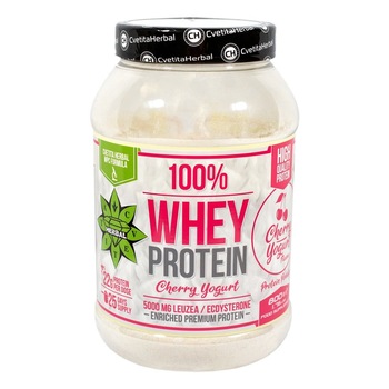 Proteine din zer Cvetita Herbal 100% Whey Protein with Leuzea, Cirese si Iaurt, 800g Proteine din zer Cvetita Herbal 100% Whey Protein with Leuzea, Cirese si Iaurt, 800g