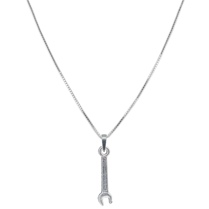 Lantisor argint personalizat pandantiv Cheie fixa 9371VEN350 Dras 3500, Argintiu, 55 CM