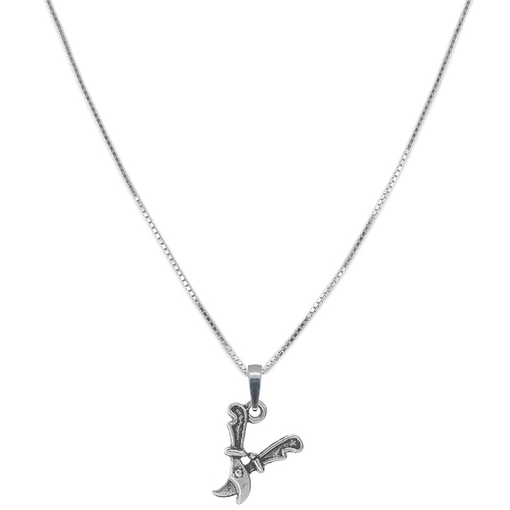 Lantisor argint personalizat pandantiv Foarfeca gradina 9636VEN360 Dras 3581, Argintiu, 55 CM