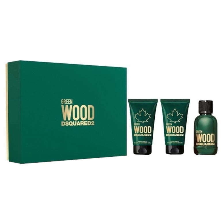 Set Dsquared2, Green Wood, Barbati: Apa de Toaleta, 50 ml + Gel de dus, 50 ml + Balsam After Shave, 50 ml